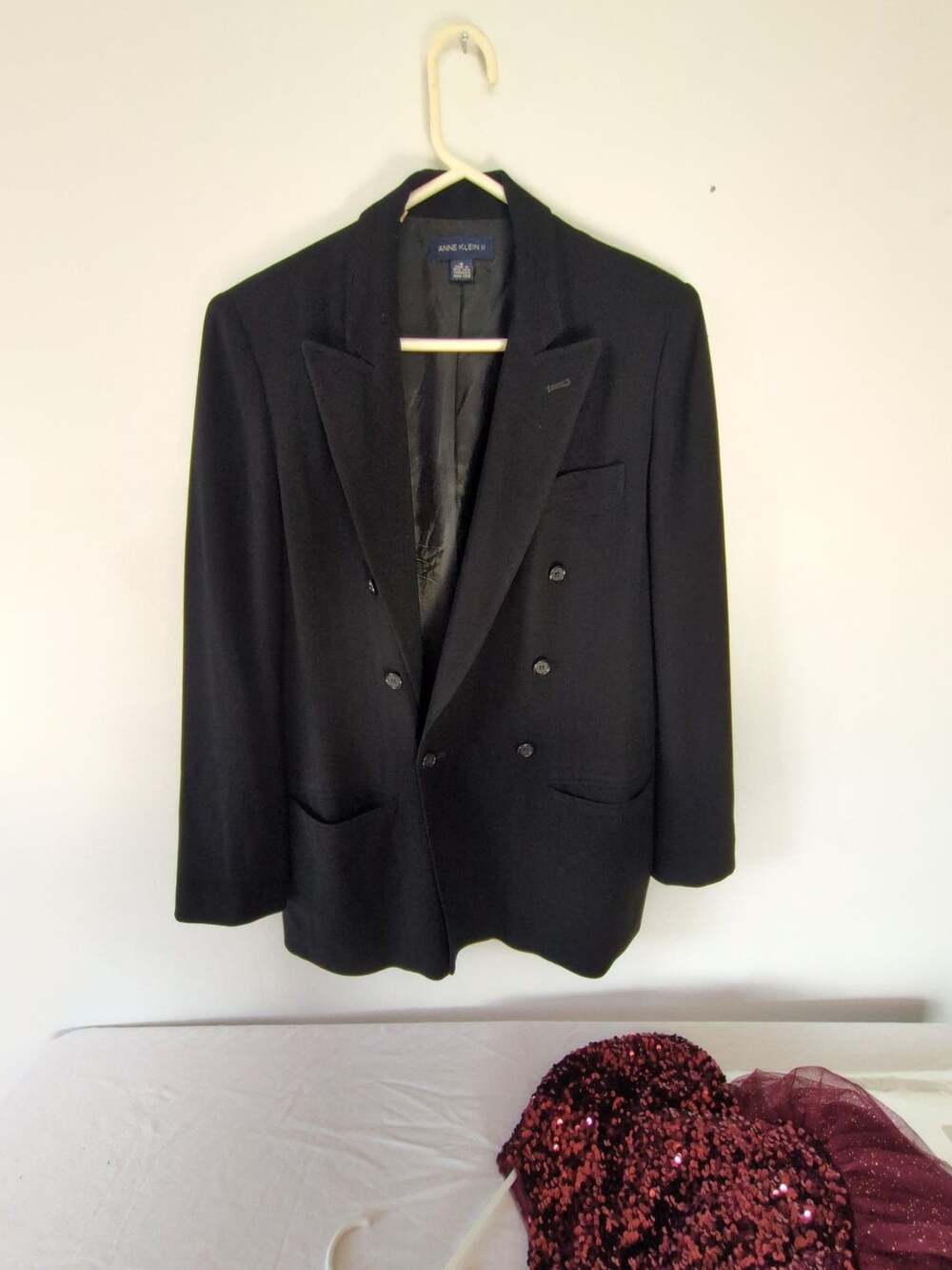 Anne Klein II Black Double Breasted Blazer Jacket Size 8